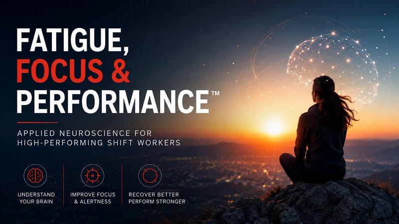 Fatigue, Focus & Performance workshop with emergency service personnel learning neuroscience-based fatigue management strategies.
